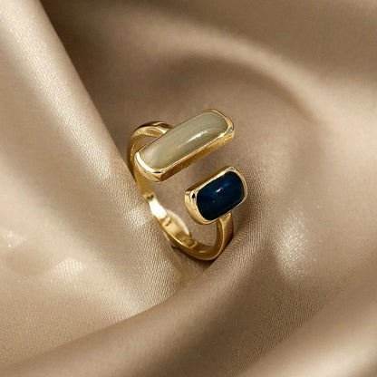 Retro Geometric Adjustable Colorful Drip Glaze Ring