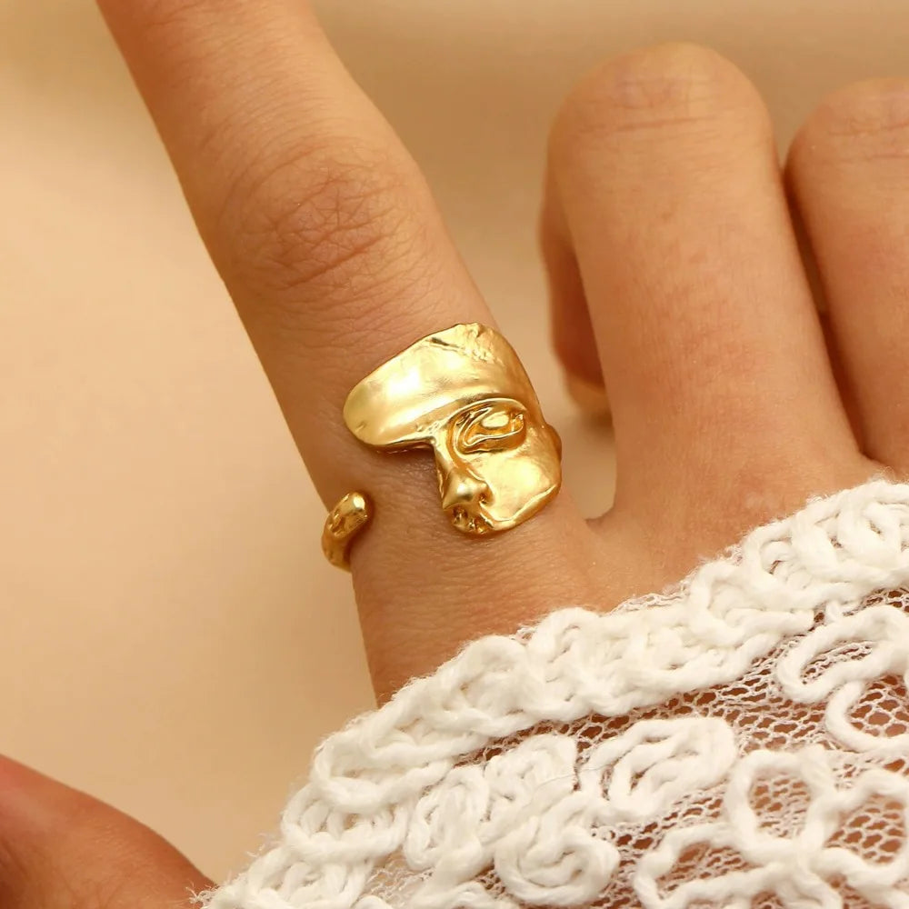 Creative Half Mystical Masked Face Open Ring