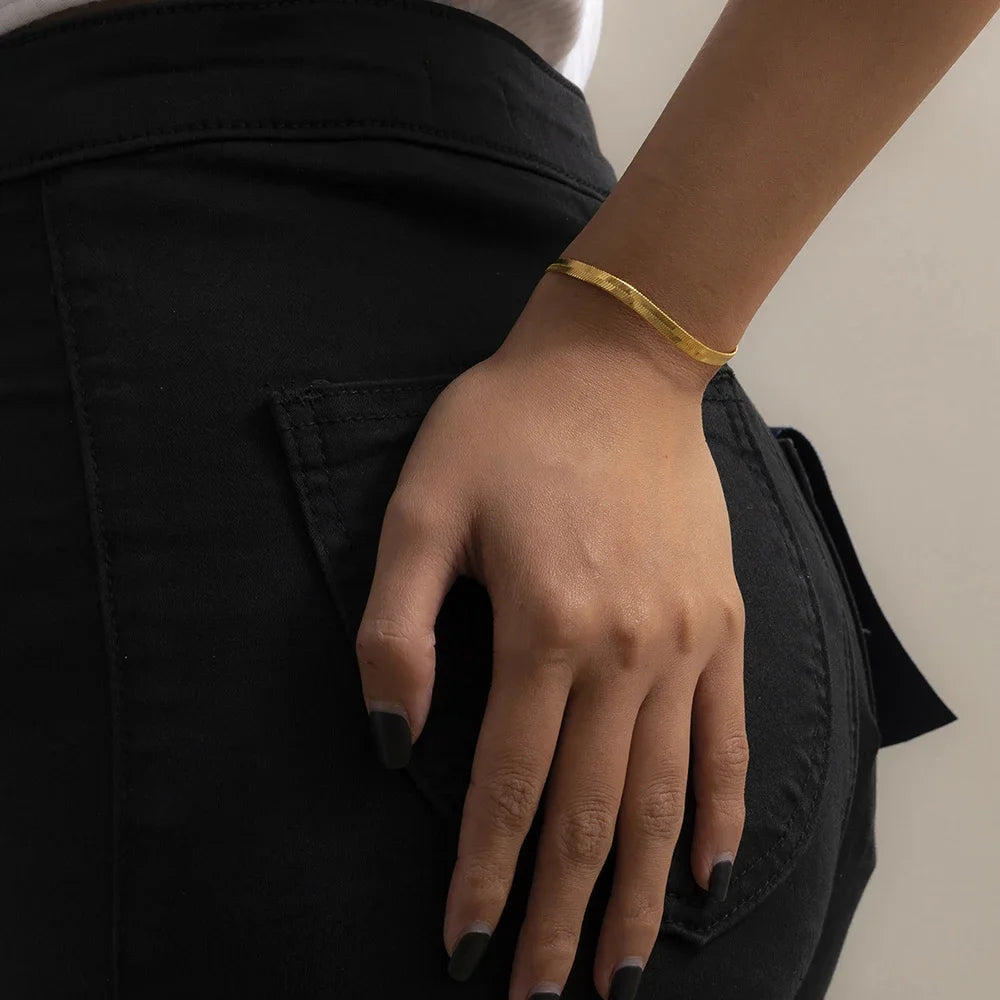 Classic Snake Chain Silvery Gold Color 4MM Bracelet