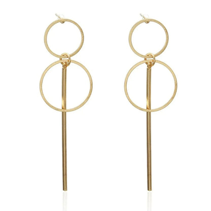 Korean Punk Simple Long Section Tassel Pendant Size Circle Earrings