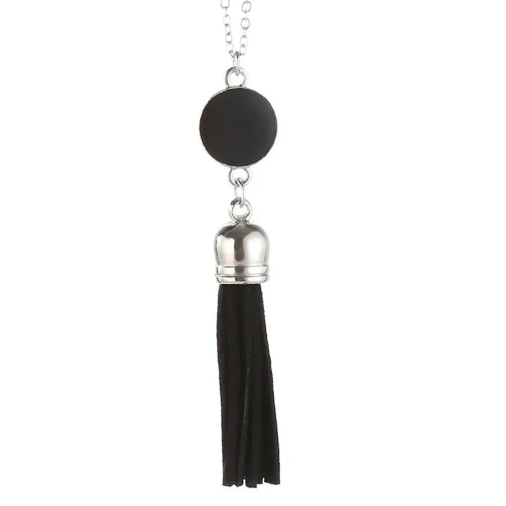 Boho Monogram Acrylic Blank Disc Long Chain Tassel Sweater Necklace