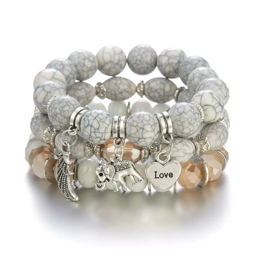 3pcs/Set Boho Style Beaded Charm Bracelets