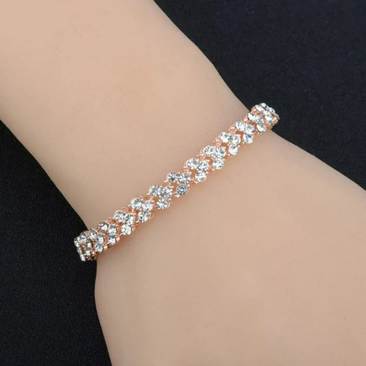 Luxury Vintage Silver Color Crystal Charm Bracelet