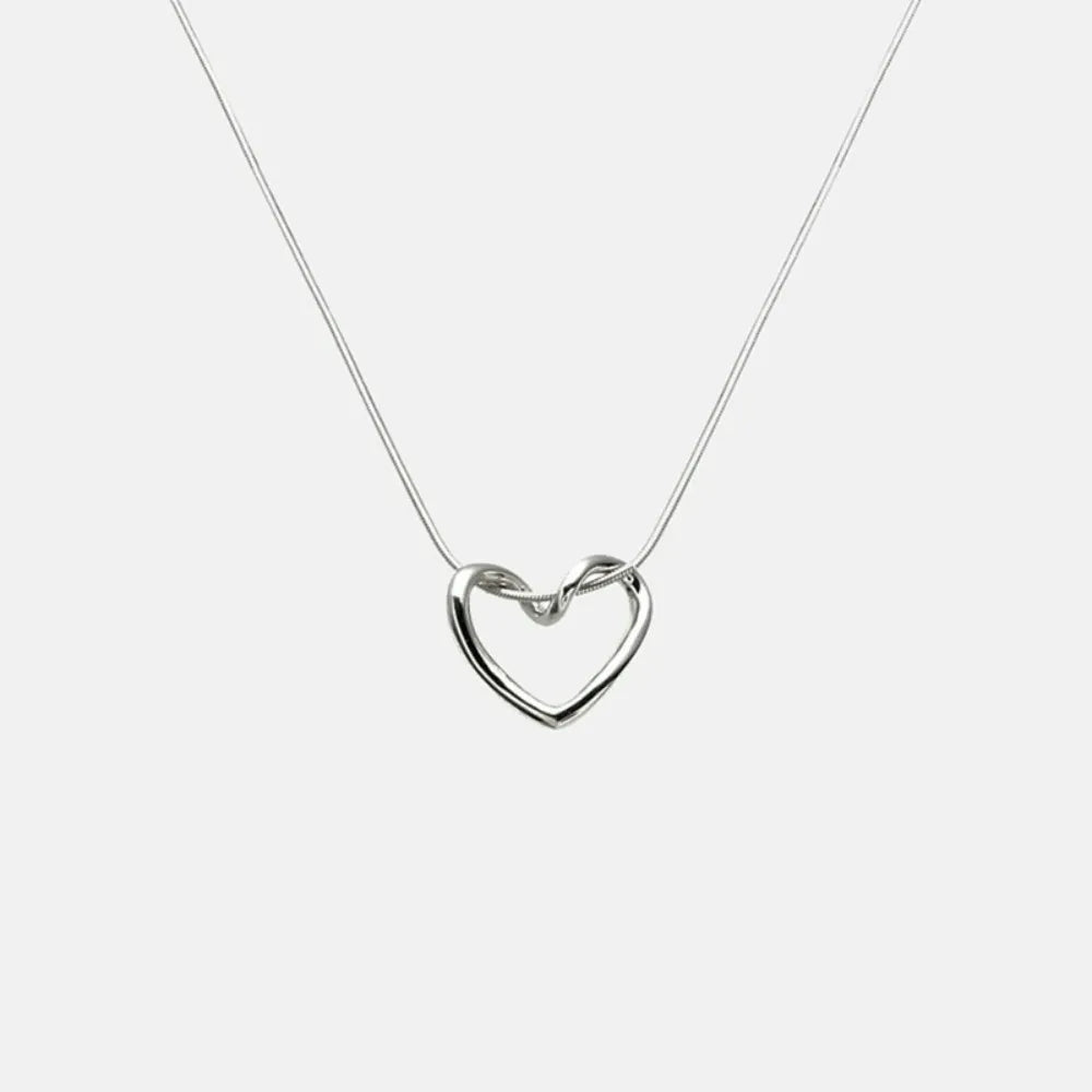 Simple Hollow Love Heart Pendant Necklace