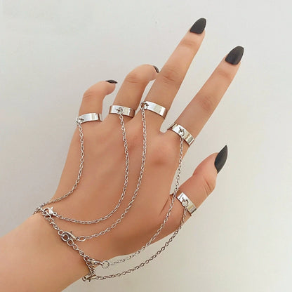 Hip Hop Party Chain Wrist Rings with Open Adjustable Design Set