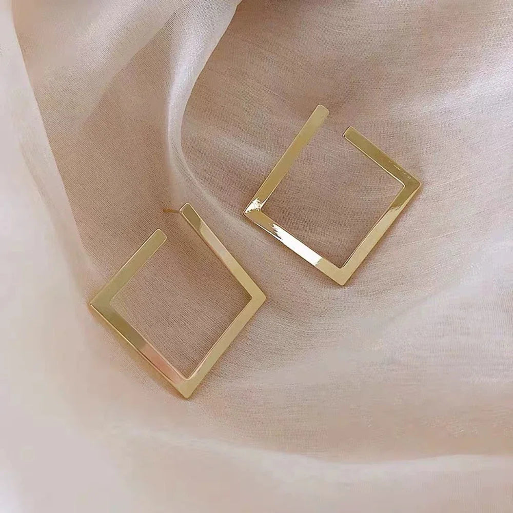 Retro Minimalist Square Irregular Studs Exaggerated Cold Wind Drop Earrings