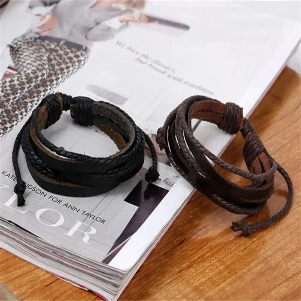Exquisite Hand-Woven Wrap Leather Charm Bracelets