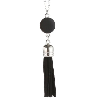 Boho Monogram Acrylic Blank Disc Long Chain Tassel Sweater Necklace