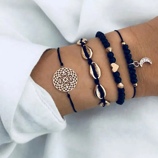 4pcs Bohemian Shell Moon Bracelet Se