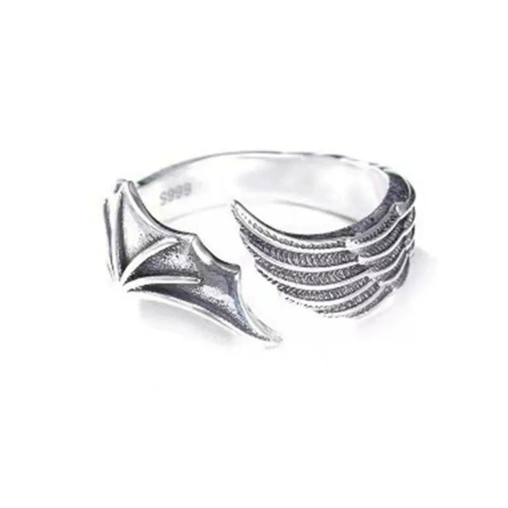 Retro Angel Demon Wing Couples Ring
