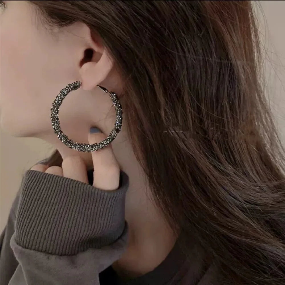 Big Shiny Crystal Bohemian Bead Hoop Earrings