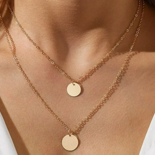 Strand Necklace Elegant Layering Disc Choker