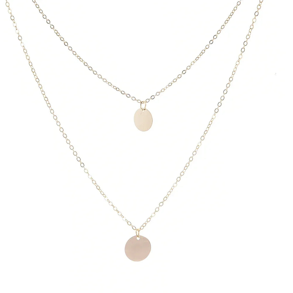 Strand Necklace Elegant Layering Disc Choker