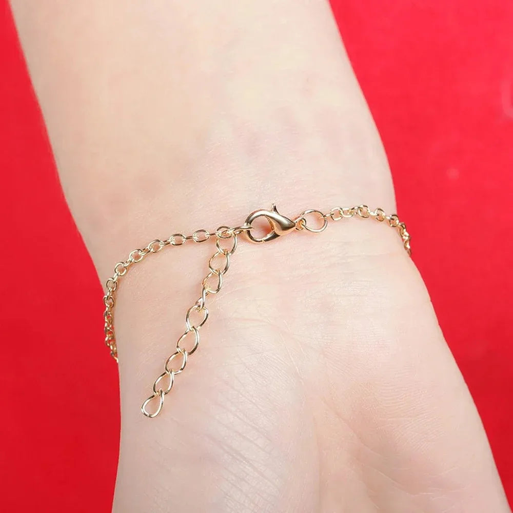 Heart Charm Gold Color Metal Bracelets