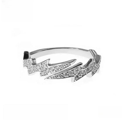 Silver Color Zircon Lightning Open Adjustable Ring
