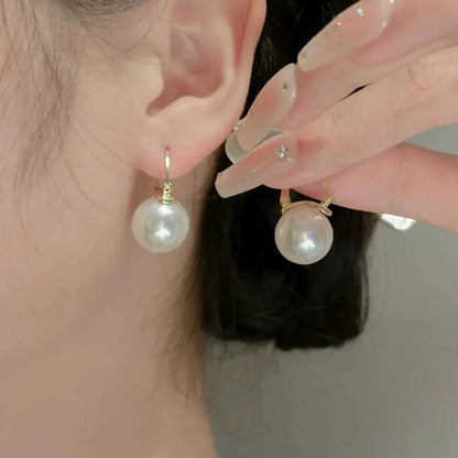 Minimalist Tiny Huggies Cute Pearl Drop Earrings