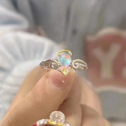 Romantic Angel and Demon Wings Couple Rings