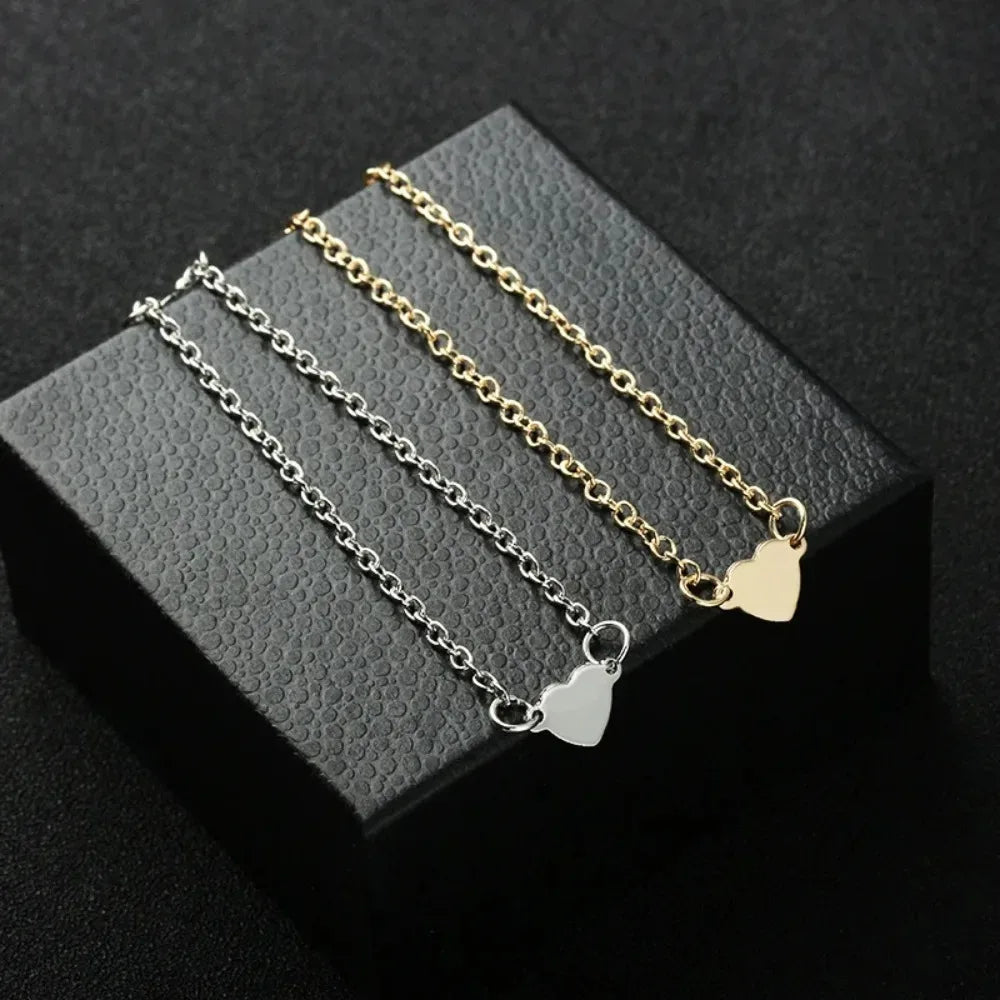 Heart Charm Gold Color Metal Bracelets