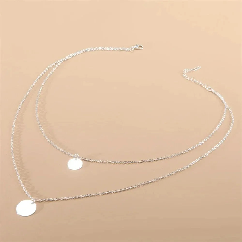 Strand Necklace Elegant Layering Disc Choker