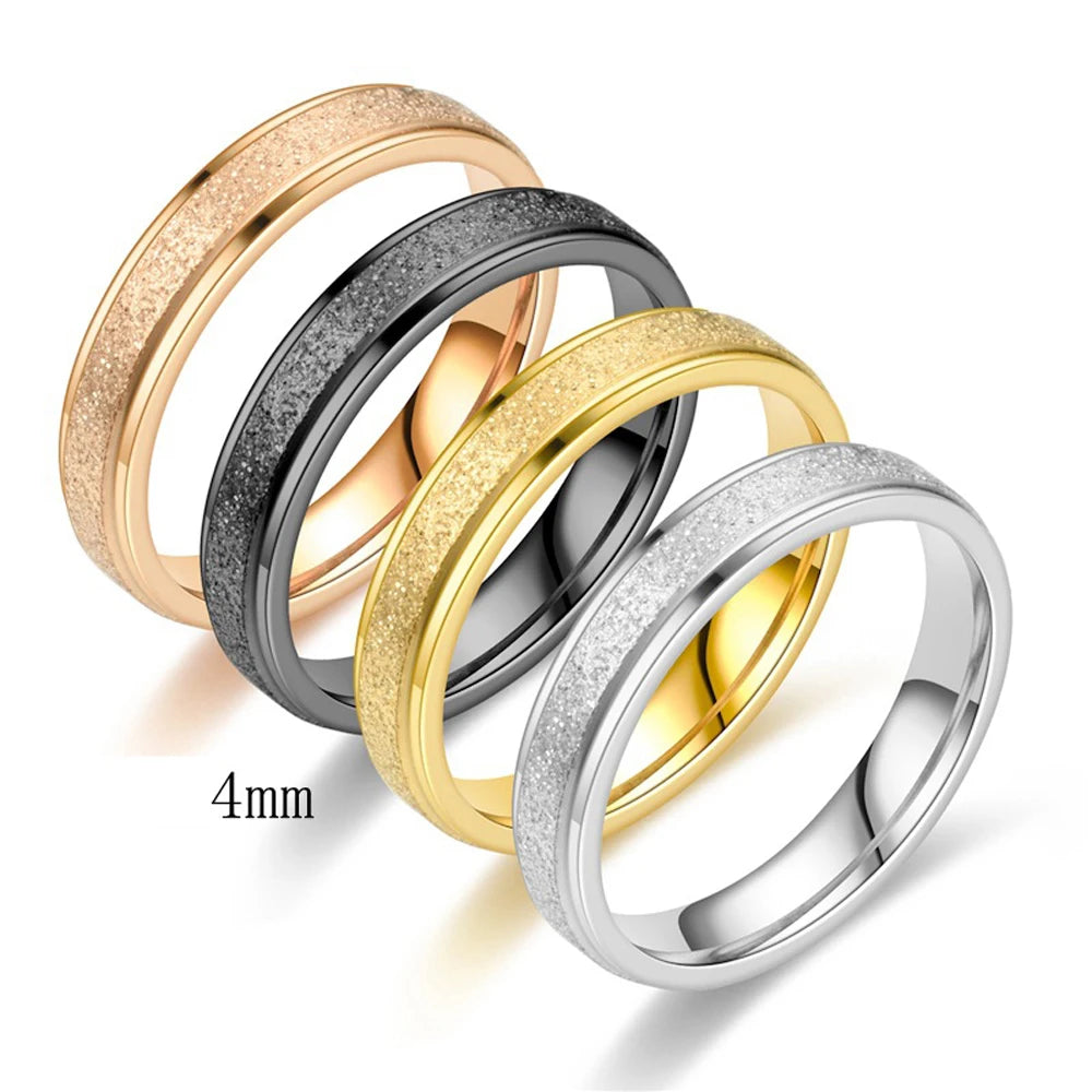 High Quality Simple Scrub Stainless Steel Rings