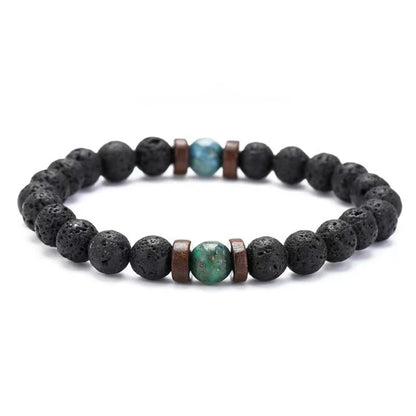 Volcanic Stone Lava Wooden 8mm Beads Wrist Chain Bracelet