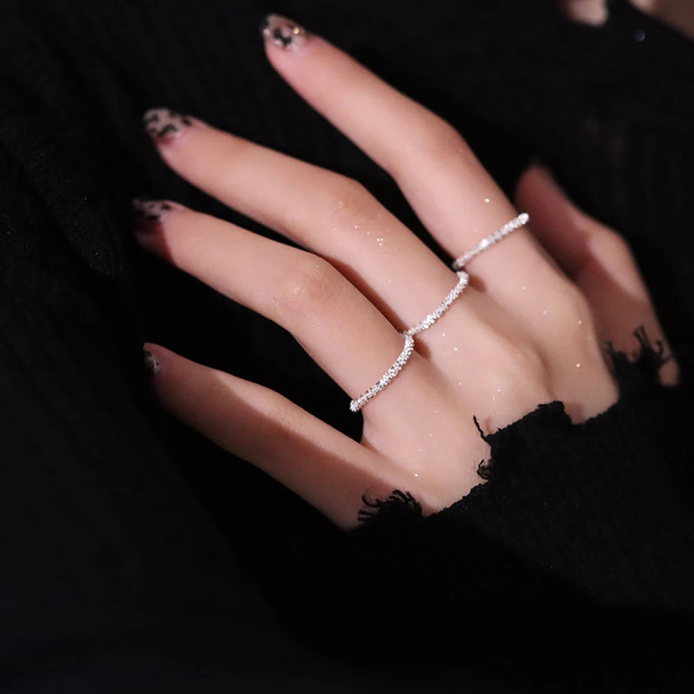 Sparkling Simple Style Versatile Decorative Compact Index Finger Ring