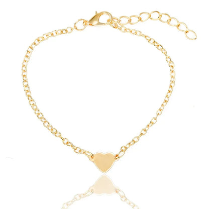 Heart Charm Gold Color Metal Bracelets