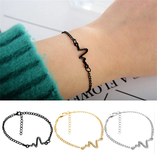 Korean Fashion ECG Heart Rate Lightning Charm Bracelet