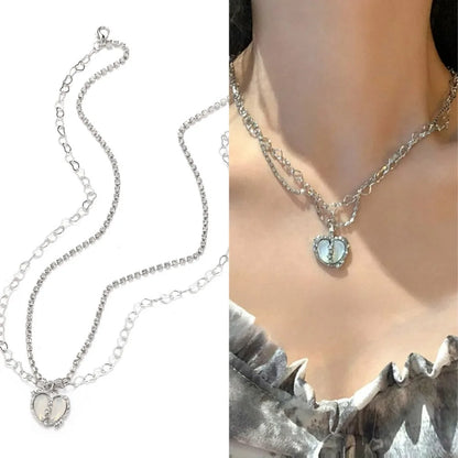 Peach Heart Water Drop Pendant Necklace