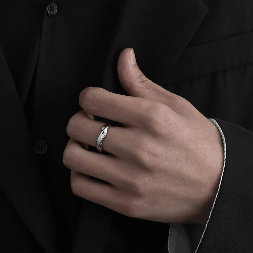 Trend Mobius Wave Silver Color Alloy Open Ring