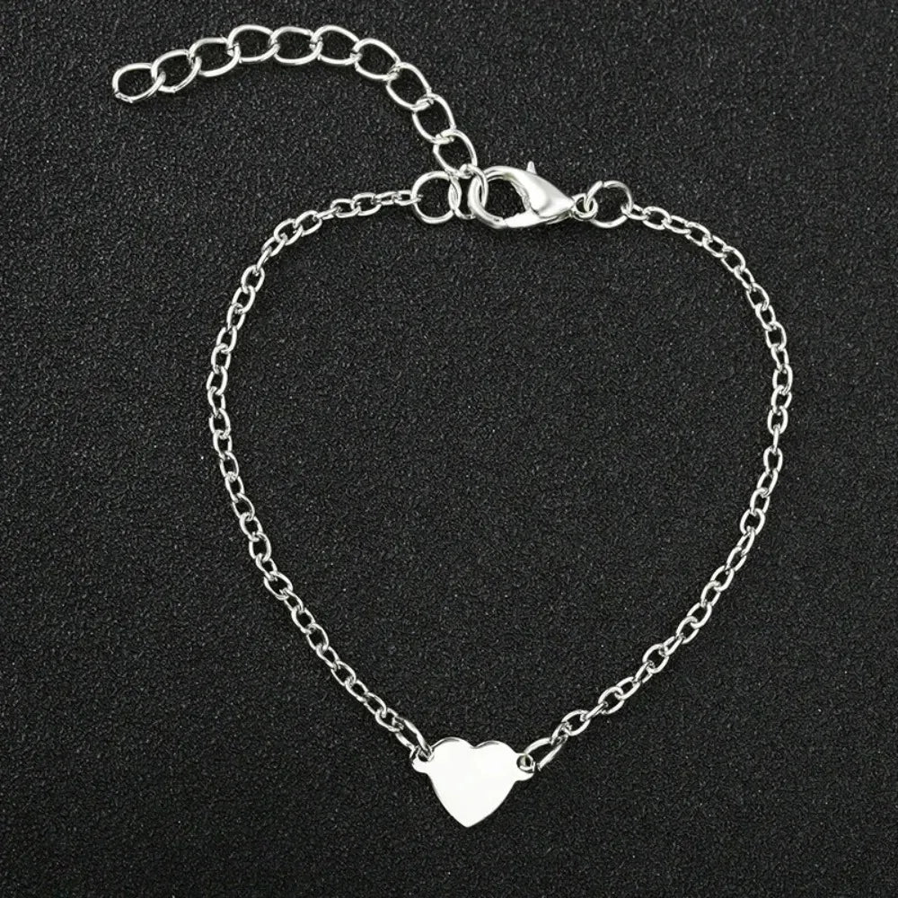 Heart Charm Gold Color Metal Bracelets