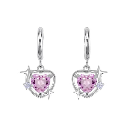 Goth Harajuku Pink Peach Heart Pendant Necklaces & Earrings Set