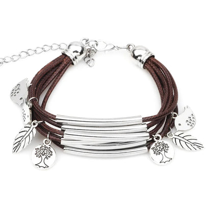 Multilayer Handmade Charm Leaves Bracelets
