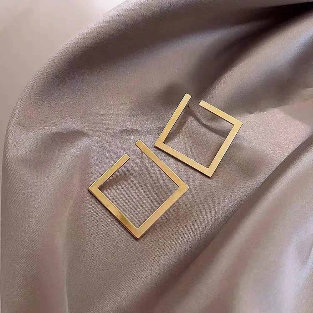 Retro Minimalist Square Irregular Studs Exaggerated Cold Wind Drop Earrings