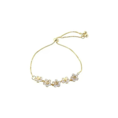 Korean Elegant Rhinestone Flower Charm Bracelet