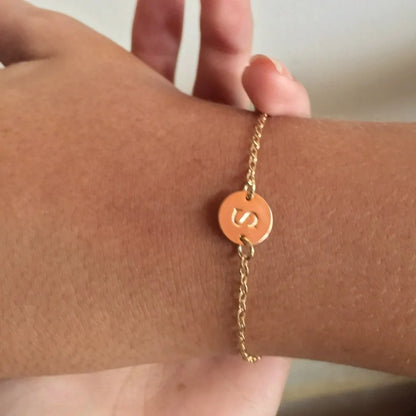 Simple Gold Color Letter Name Initial Bracelets
