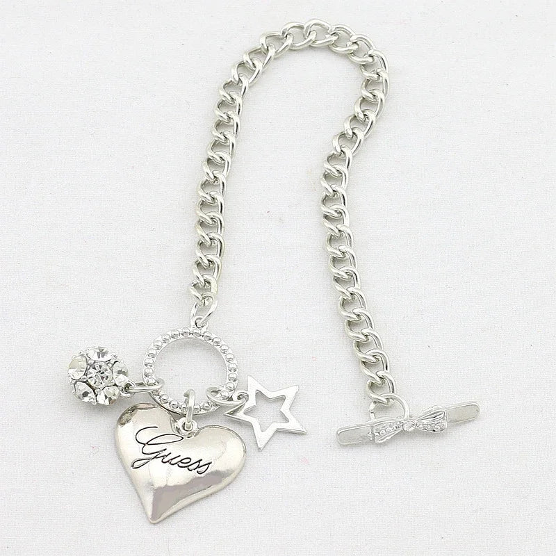 Gold and Silver Love Heart Charms Bracelets