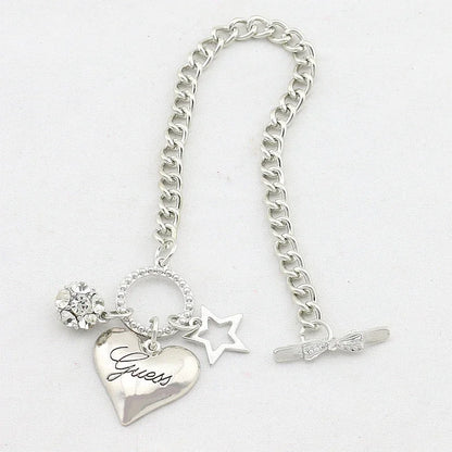 Gold and Silver Love Heart Charms Bracelets