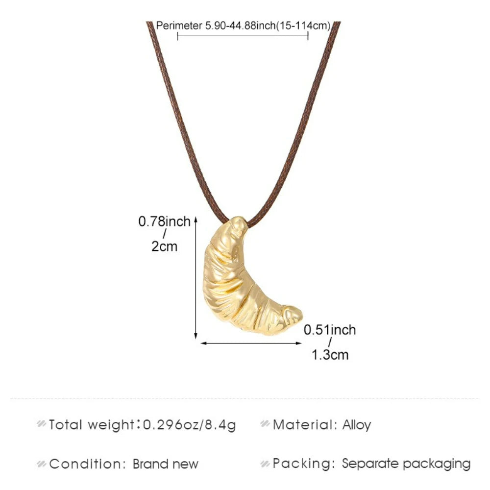 Simple Leather Rope Cow Horn Long Necklace