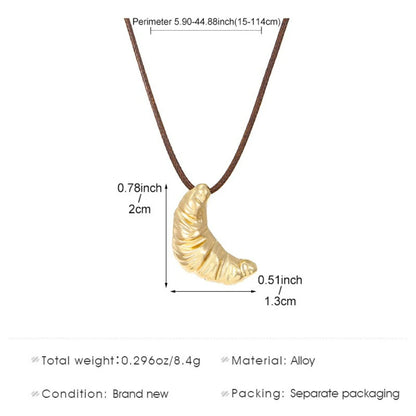 Simple Leather Rope Cow Horn Long Necklace
