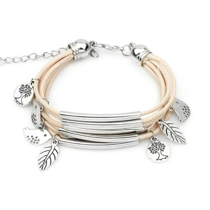 Multilayer Handmade Charm Leaves Bracelets