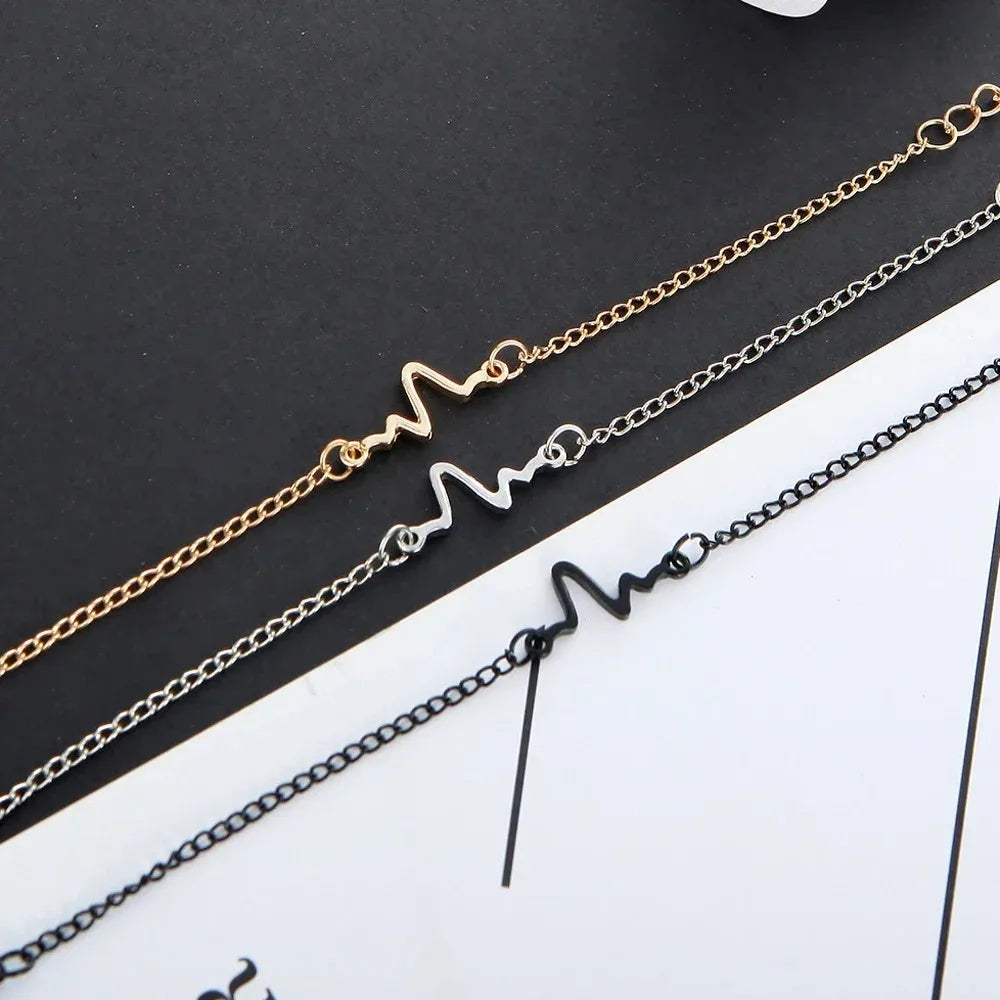 Korean Fashion ECG Heart Rate Lightning Charm Bracelet
