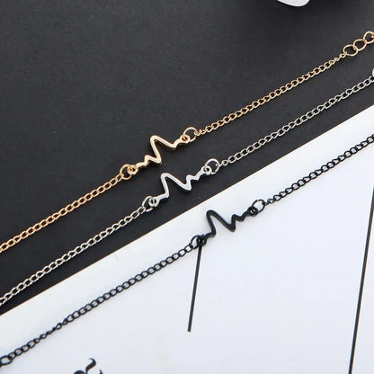 Korean Fashion ECG Heart Rate Lightning Charm Bracelet