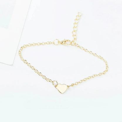 Heart Charm Gold Color Metal Bracelets