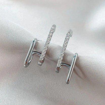 Irregular U-shaped Korean Luxury Crystal Gold Color Earrings
