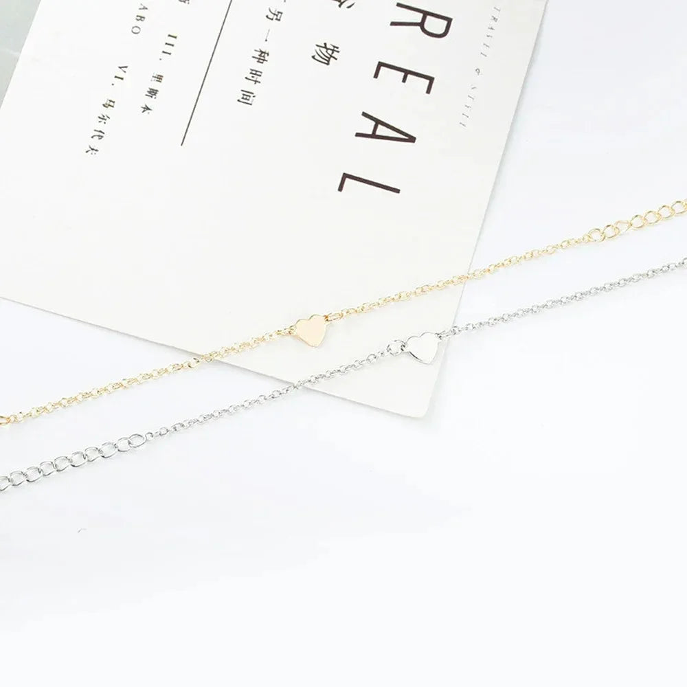 Heart Charm Gold Color Metal Bracelets