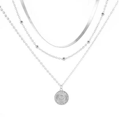 Multi-layer Snake Bone Chain with Round Bead Chain Necklace