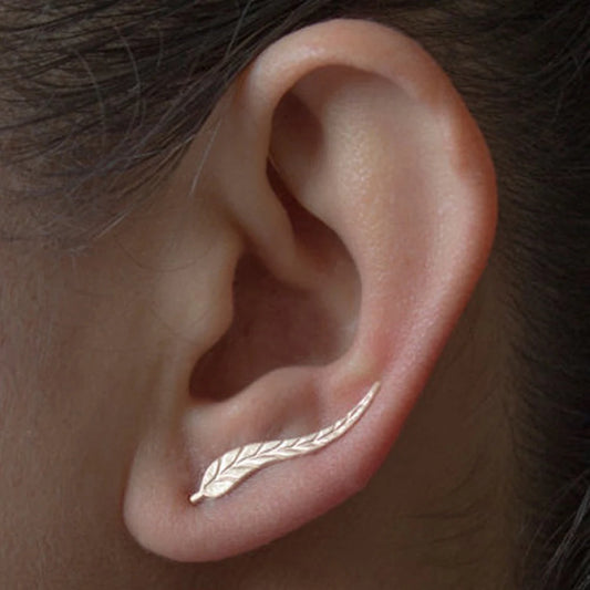 1 Pair Ear Cuff Leaf Stud Earrings