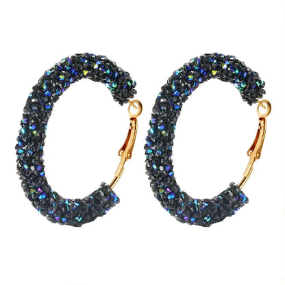 Big Shiny Crystal Bohemian Bead Hoop Earrings