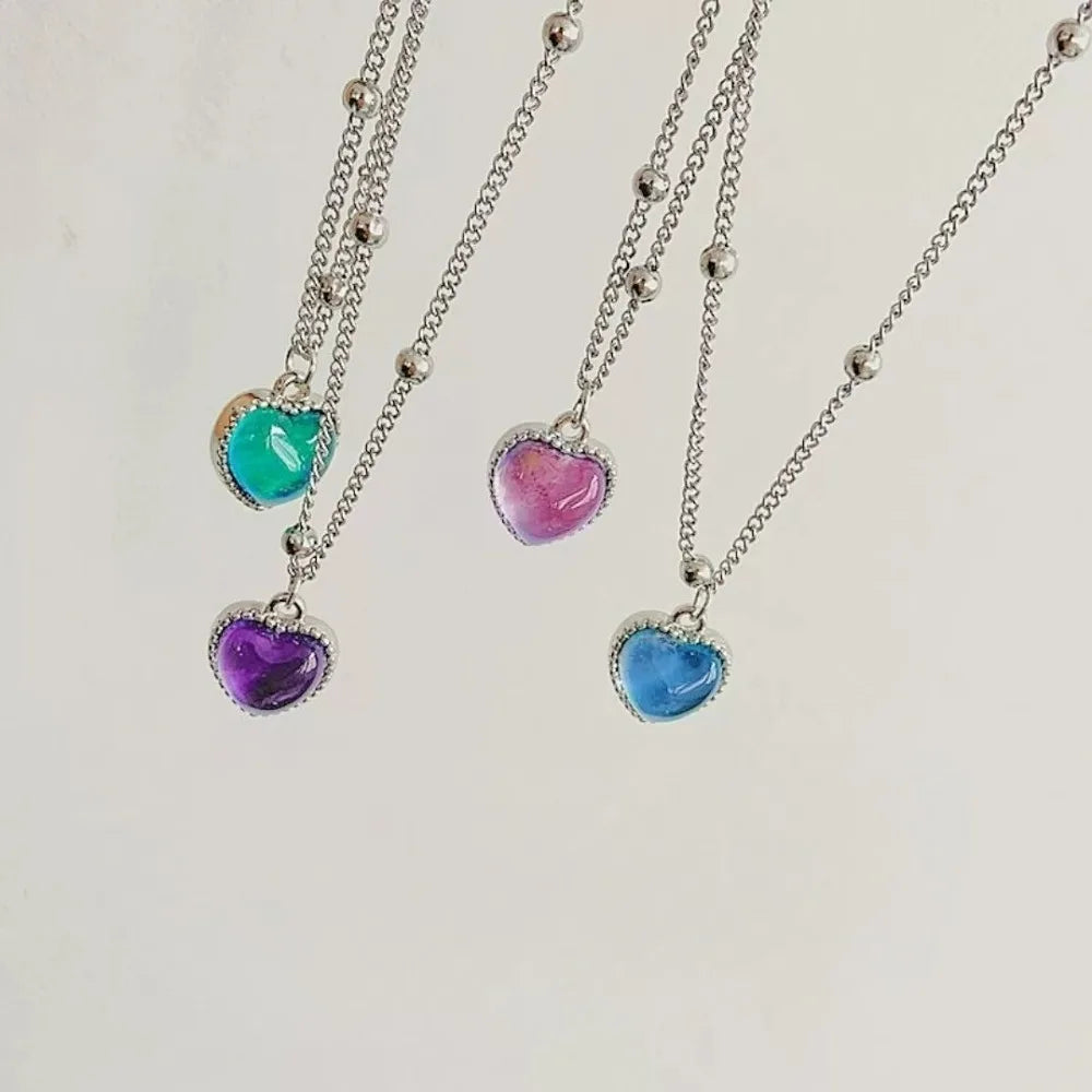 Candy Color Changing Heart Pendant Necklace